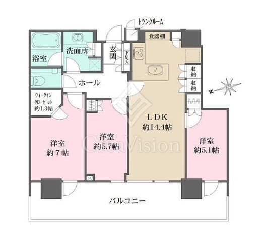 パークコート浜離宮ザタワー　3014号室　間取り