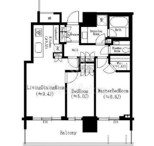 パークコート浜離宮ザ・タワー　19F5号室　間取り