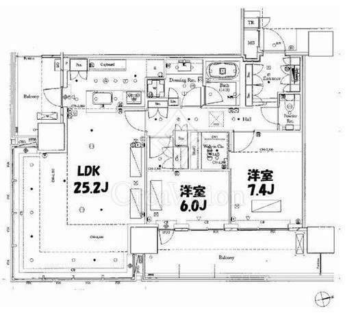 パークコート浜離宮ザ・タワー　1505号室　間取り
