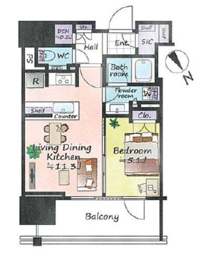グランドヒルズ恵比寿　1113号室　間取り