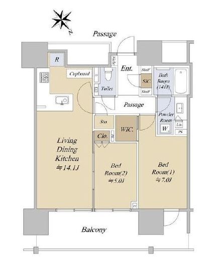 グランドヒルズ恵比寿　12F6号室　間取り