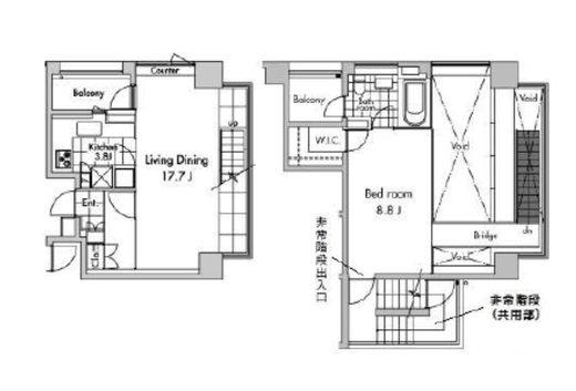 Blue　9F1号室　間取り