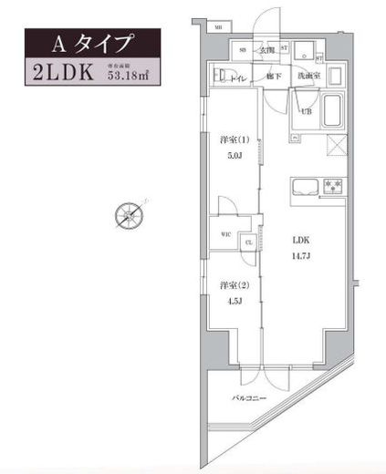 ルクレ東日本橋駅前　1001号室　間取り