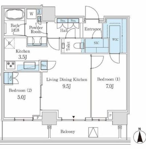 パークコート乃木坂ザタワー　1603号室　間取り