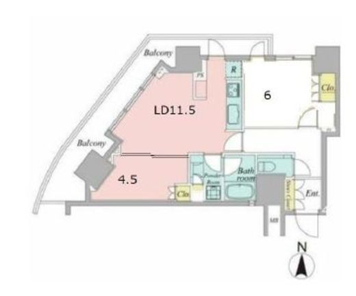 パークコート乃木坂ザタワー　1601号室　間取り
