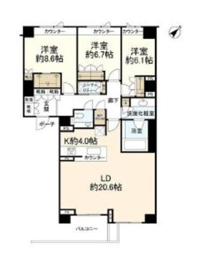プラウド市谷砂土原町　302号室　間取り