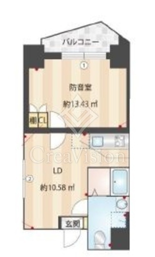 アズミュージック新宿御苑　1001号室　間取り