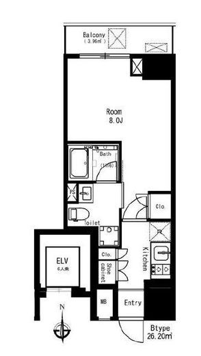 プレール・ドゥーク神楽坂　802号室　間取り