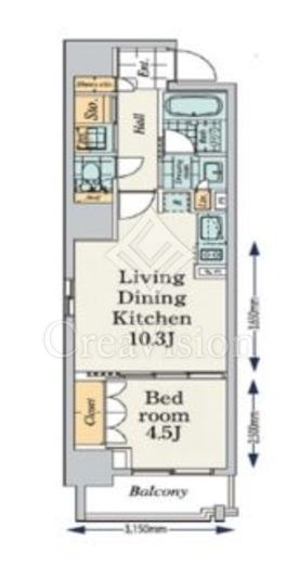 プライマル八丁堀　301号室　間取り