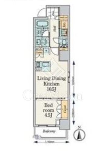 プライマル八丁堀　302号室　間取り