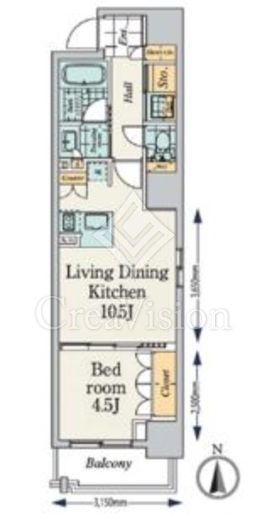 プライマル八丁堀　402号室　間取り
