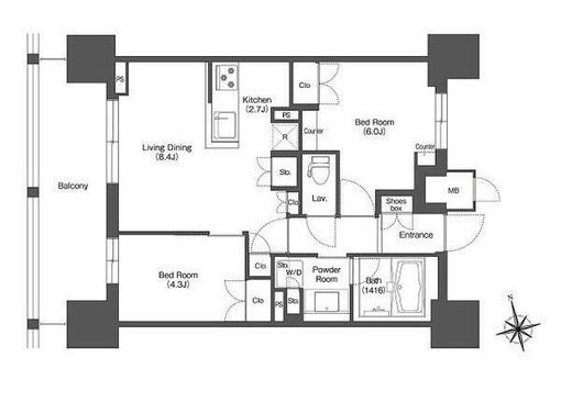 リーブルグラント西新宿　E1103号室　間取り
