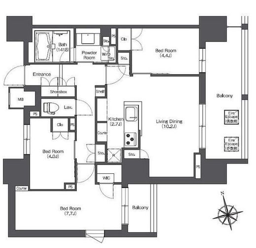 リーブルグラント西新宿　W1108号室　間取り