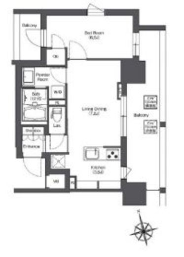 リーブルグラント西新宿　W701号室　間取り
