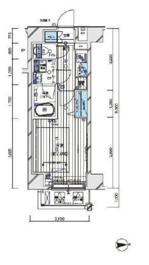 メインステージ白金3　703号室　間取り