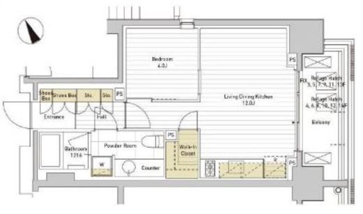 ASPRIME八丁堀 (アスプライム八丁堀)　906号室　間取り
