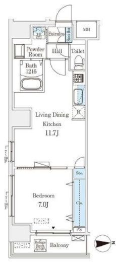フトューロ東神田　1001号室　間取り