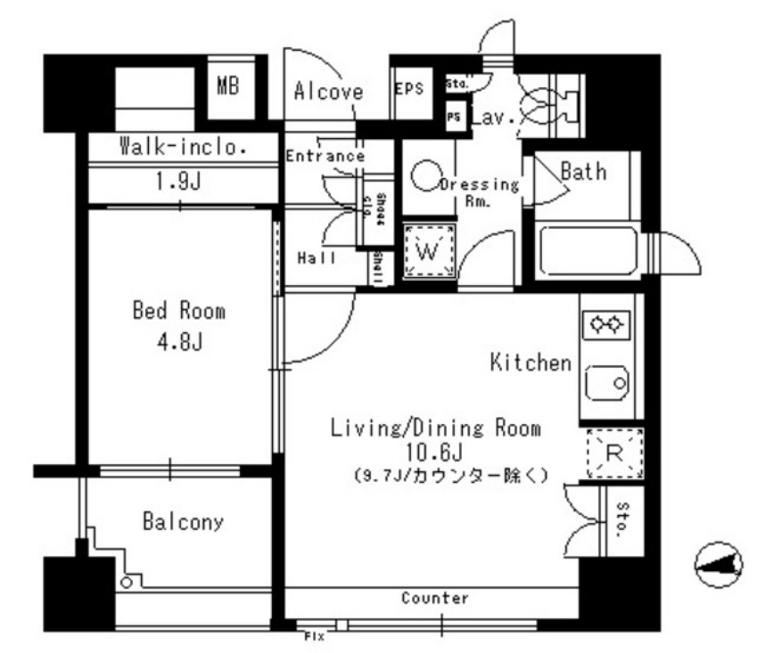 パークアクシス神楽坂ステージ　408号室　間取り