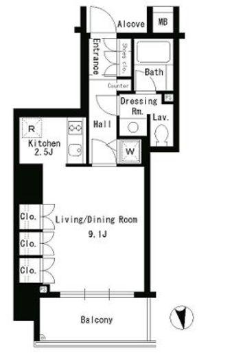 パークアクシス神楽坂ステージ　402号室　間取り