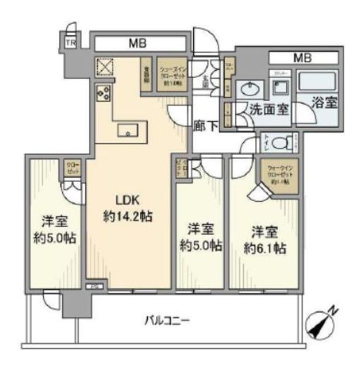 ミッドタワーグランド　24F3号室　間取り