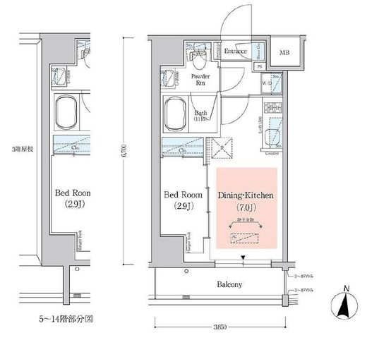 アーバネックス西新宿2　1304号室　間取り
