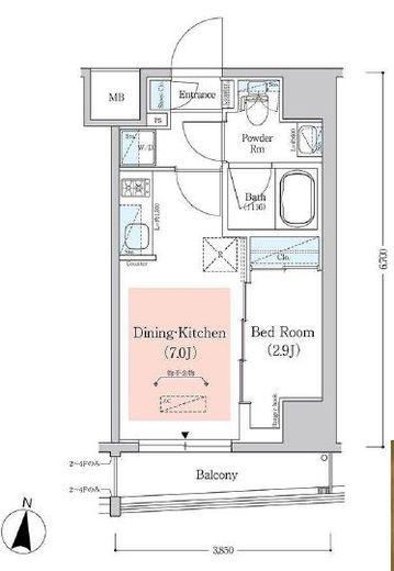 アーバネックス西新宿2　703号室　間取り