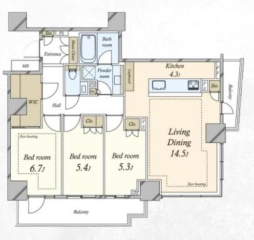 ザ・パークハウス三田ガーデン レジデンス&タワー　1106号室　間取り