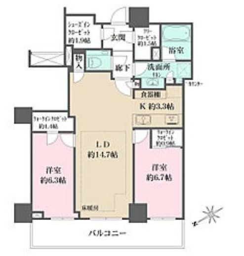 ザ・パークハウス三田ガーデン レジデンス&タワー　2107号室　間取り