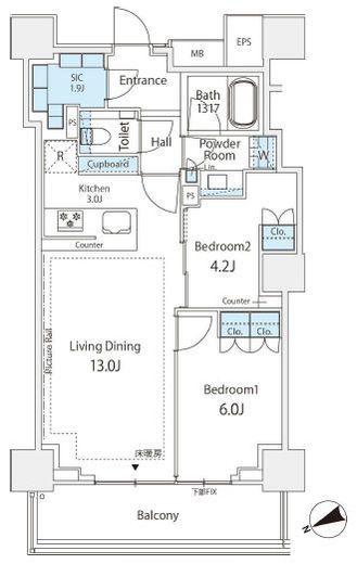 ザ・パークハウス三田ガーデン レジデンス&タワー　T109号室　間取り