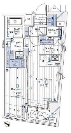 ガリシア新宿North　1204号室　間取り