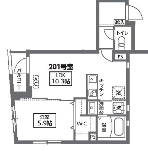 ヴェルデフォレスタ代々木公園　201号室　間取り