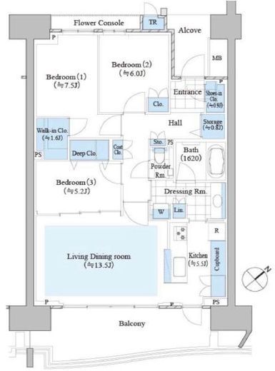HARUMI FLAG SEA VILLAGE (晴海フラッグ シーヴィレッジ)　A4F1号室　間取り