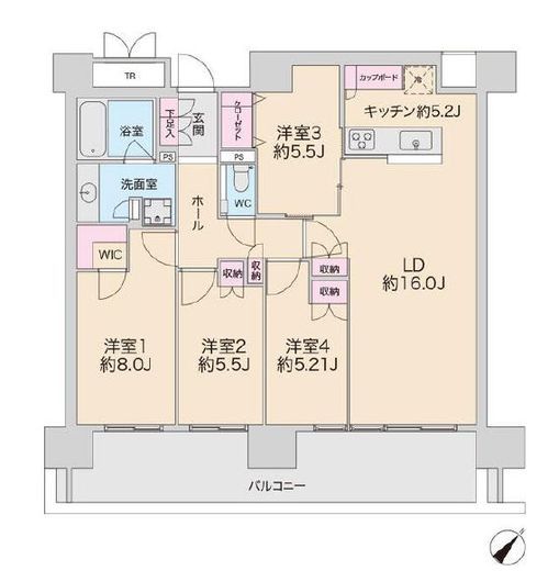 HARUMI FLAG SEA VILLAGE (晴海フラッグ シーヴィレッジ)　C14F3号室　間取り