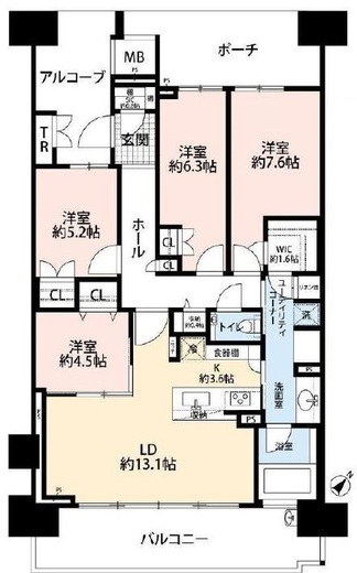 HARUMI FLAG SEA VILLAGE (晴海フラッグ シーヴィレッジ)　E706号室　間取り