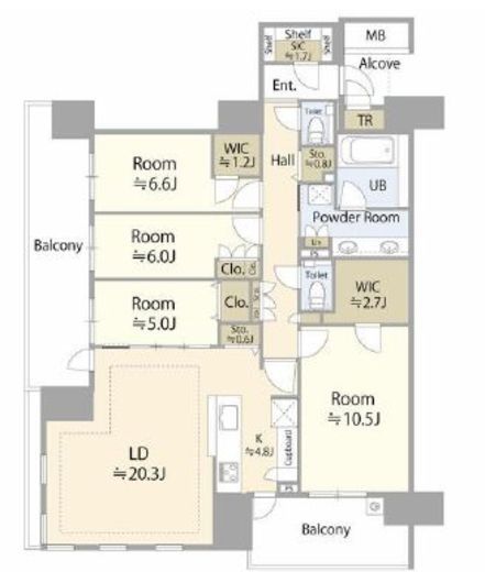 HARUMI FLAG SEA VILLAGE (晴海フラッグ シーヴィレッジ)　A8F1号室　間取り