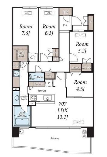 HARUMI FLAG SEA VILLAGE (晴海フラッグ シーヴィレッジ)　707号室　間取り