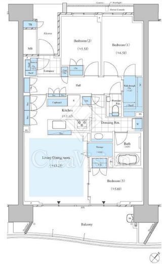HARUMI FLAG SEA VILLAGE (晴海フラッグ シーヴィレッジ)　E6F6号室　間取り
