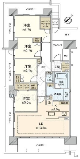 HARUMI FLAG SEA VILLAGE (晴海フラッグ シーヴィレッジ)　E5F5号室　間取り