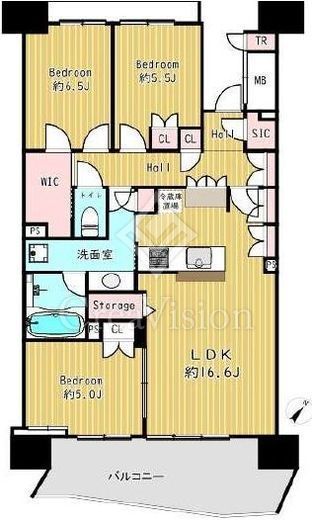 HARUMI FLAG SEA VILLAGE (晴海フラッグ シーヴィレッジ)　E12F7号室　間取り