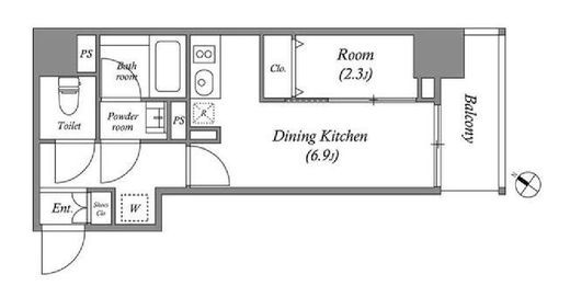 QUALITAS日本橋浜町 (クオリタス日本橋浜町)　203号室　間取り