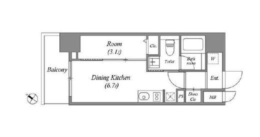 QUALITAS日本橋浜町 (クオリタス日本橋浜町)　802号室　間取り