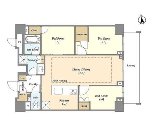 オアーゼ新宿市谷薬王寺　516号室　間取り