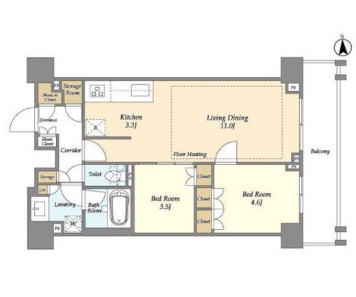 オアーゼ新宿市谷薬王寺　612号室　間取り