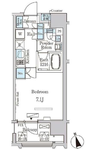 プライマル中央MINATO　1202号室　間取り