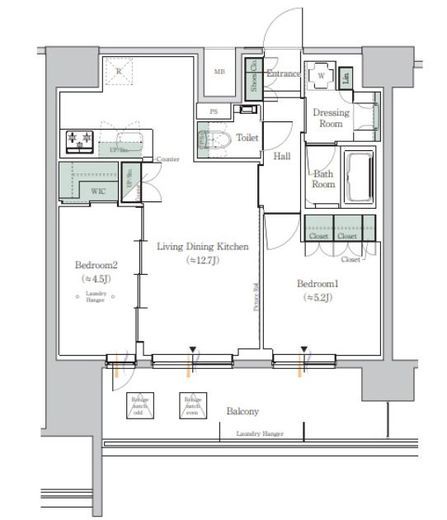 ONE ROOF RESIDENCE TAMACHI (ワンルーフレジデンス田町)　1408号室　間取り