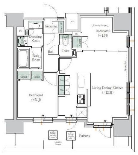 ONE ROOF RESIDENCE TAMACHI (ワンルーフレジデンス田町)　1409号室　間取り