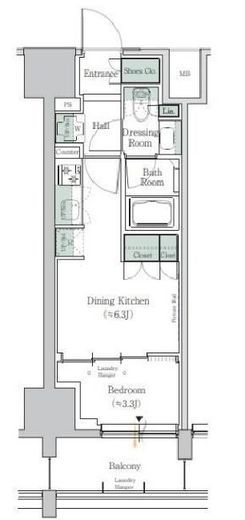 ONE ROOF RESIDENCE TAMACHI (ワンルーフレジデンス田町)　412号室　間取り