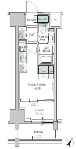 ONE ROOF RESIDENCE TAMACHI (ワンルーフレジデンス田町)　804号室　間取り