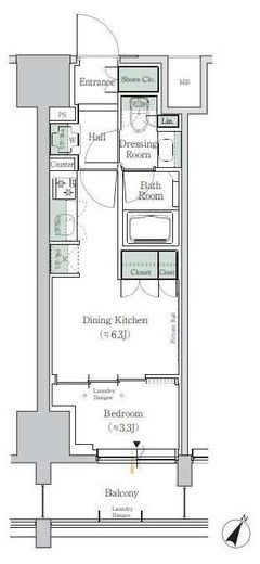 ONE ROOF RESIDENCE TAMACHI (ワンルーフレジデンス田町)　812号室　間取り