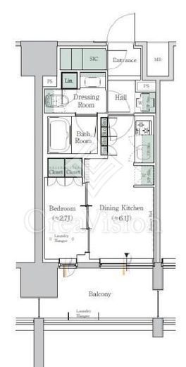 ONE ROOF RESIDENCE TAMACHI (ワンルーフレジデンス田町)　414号室　間取り